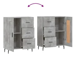 Aparador de madera de ingeniería gris hormigón 69,5x34x90 cm