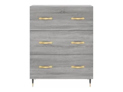 Aparador de madera de ingeniería gris Sonoma 69,5x34x90 cm