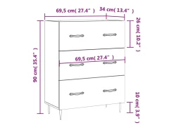 Aparador de madera de ingeniería gris Sonoma 69,5x34x90 cm