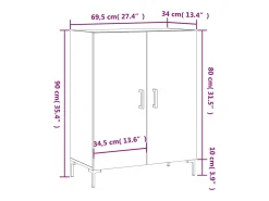 Aparador de madera de ingeniería gris hormigón 69,5x34x90 cm