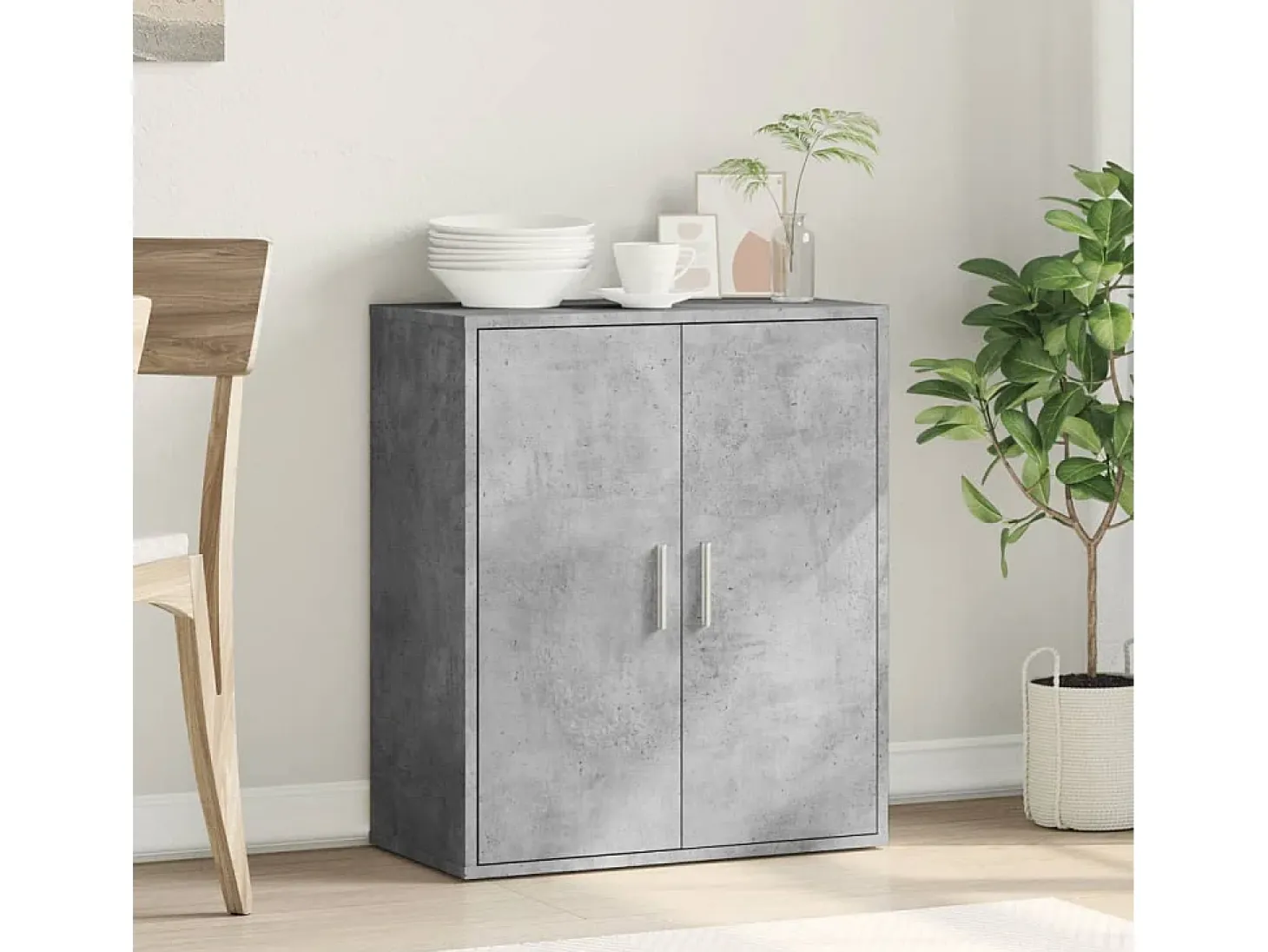 Aparador de madera de ingeniería gris hormigón 79x38x80 cm ES242408