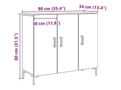 Aparador de madera de ingeniería roble artisian 90x34x80 cm