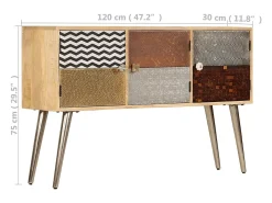 Aparador de madera de mango maciza 120x30x75 cm