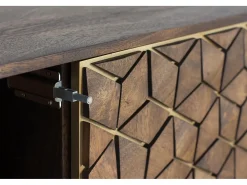 Aparador de madera de mango y detalles dorados