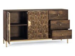 Aparador de madera de mango y detalles dorados