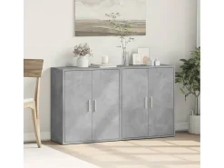 Aparador de madera ingeniería 2 uds gris hormigón 60x31x70 cm