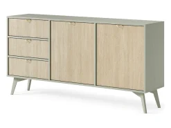 Aparador de madera laminada de 2 puertas y 3 cajones, 158x80 cm