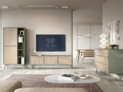 Aparador de madera laminada de 2 puertas y 3 cajones, 158x80 cm