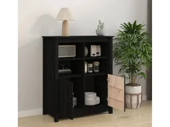 Aparador de madera maciza de pino negro 83x41,5x100 cm ES57955
