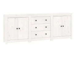 Aparador de madera maciza de pino blanco 210x35x80 cm ES48830
