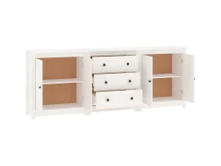 Aparador de madera maciza de pino blanco 210x35x80 cm ES48830