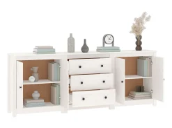 Aparador de madera maciza de pino blanco 210x35x80 cm ES48830