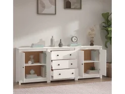 Aparador de madera maciza de pino blanco 210x35x80 cm ES48830