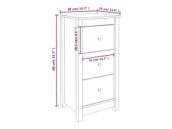 Aparador de madera maciza de pino blanco 40x35x80 cm