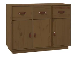Aparador de madera maciza de pino marrón miel 100x40x75 cm
