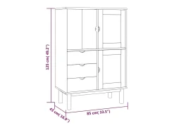 Aparador de madera maciza de pino 85x43x125 cm