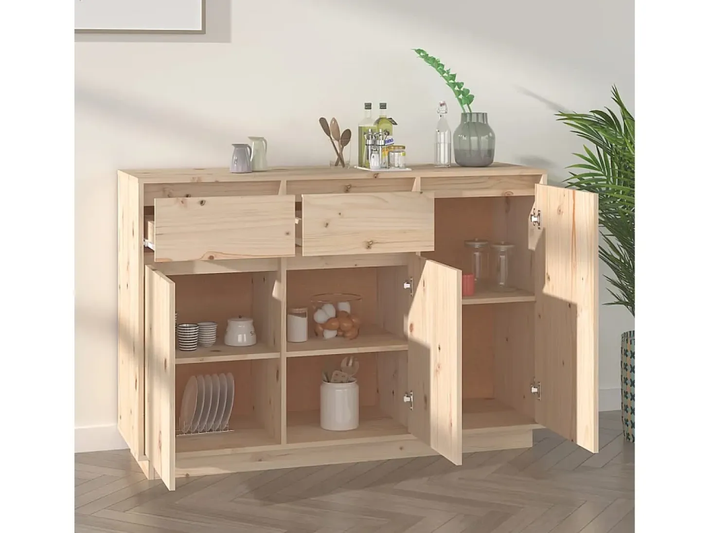 Aparador de madera maciza de pino 110x34x75 cm