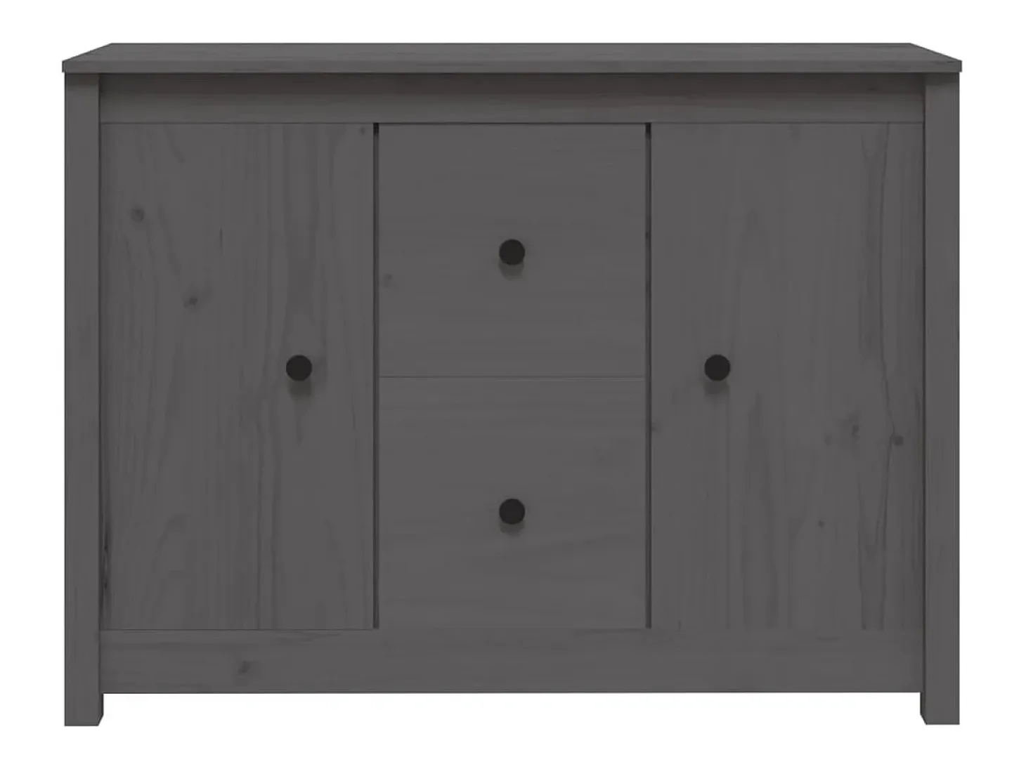 Aparador de madera maciza de pino gris 100x35x74 cm