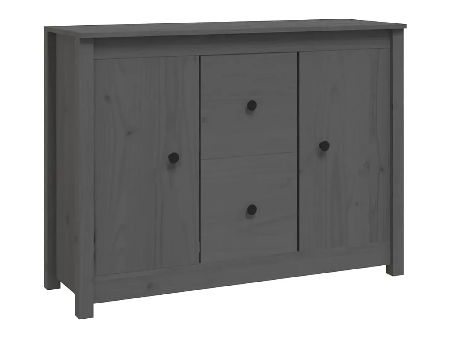 Aparador de madera maciza de pino gris 100x35x74 cm