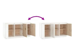 Aparador de madera maciza de pino blanco 111x34x60 cm ES92548
