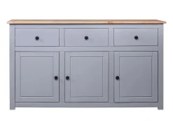 Aparador de madera maciza pino estilo Panamá gris 135x40x80 cm