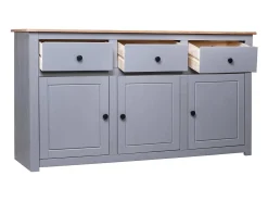 Aparador de madera maciza pino estilo Panamá gris 135x40x80 cm