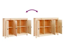 Aparador de madera maciza de pino 110x35x74 cm
