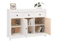 Aparador de madera maciza de pino blanco 100x35x74 cm