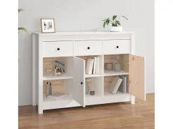 Aparador de madera maciza de pino blanco 100x35x74 cm