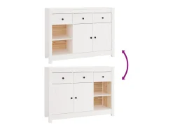 Aparador de madera maciza de pino blanco 100x35x74 cm