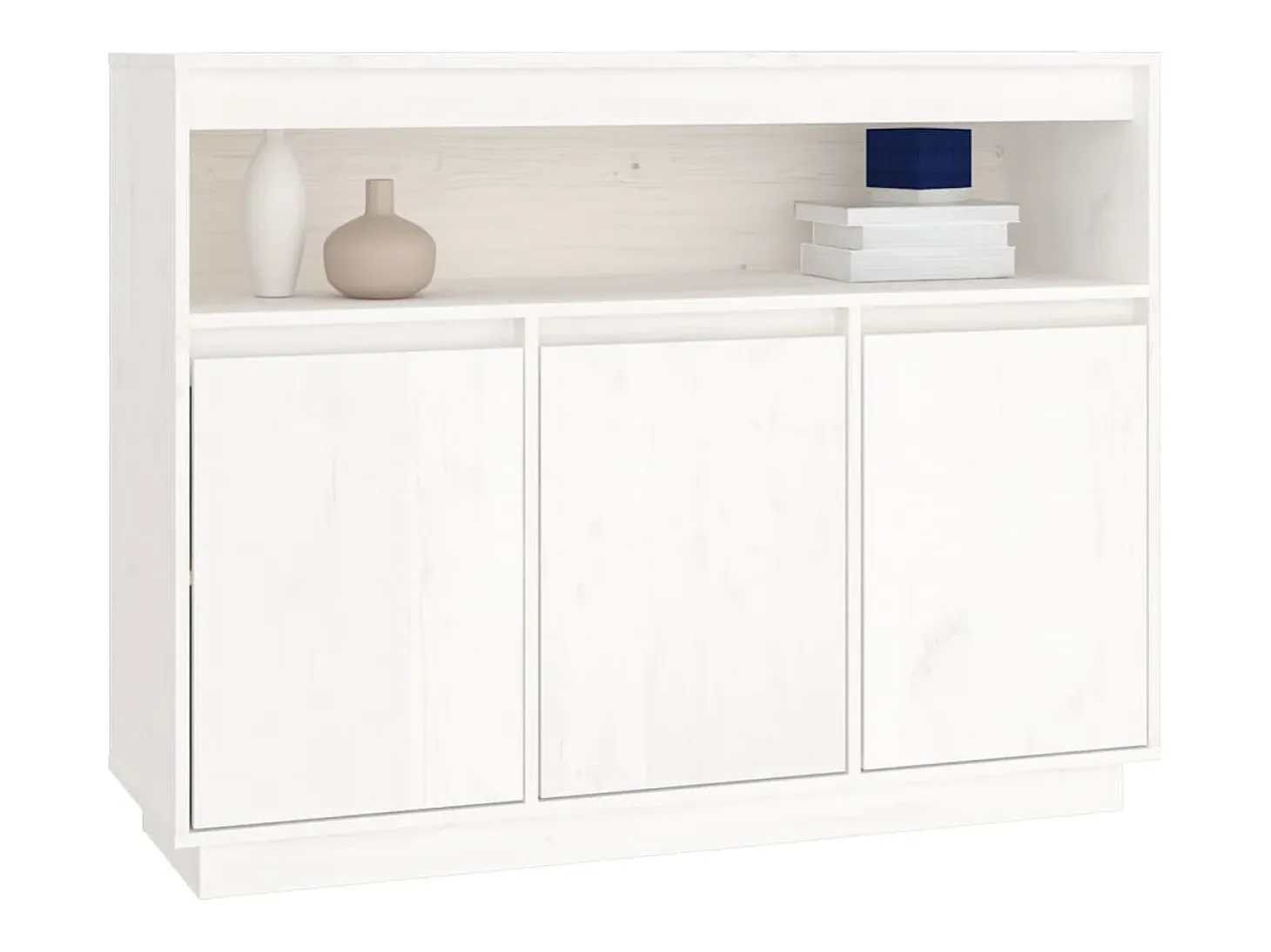 Aparador de madera maciza de pino blanco 104,5x34x80 cm