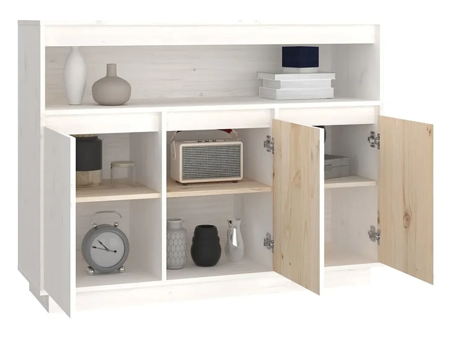 Aparador de madera maciza de pino blanco 104,5x34x80 cm