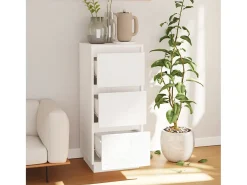 Aparador de madera maciza de pino blanco 32x34x75 cm ES37440