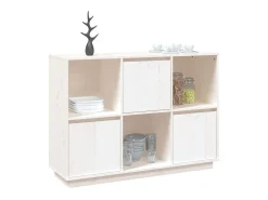 Aparador de madera maciza de pino blanco 110,5x35x80 cm ES87017