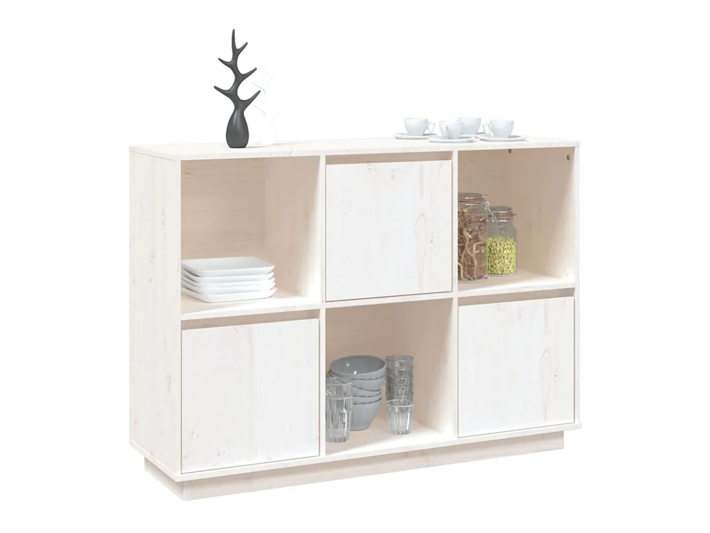 Aparador de madera maciza de pino blanco 110,5x35x80 cm ES87017