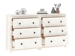 Aparador de madera maciza de pino blanco 140x35x80 cm