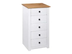 Aparador de madera maciza pino estilo Panamá blanco 46x40x89 cm ES95664