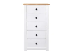 Aparador de madera maciza pino estilo Panamá blanco 46x40x89 cm ES95664