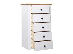 Aparador de madera maciza pino estilo Panamá blanco 46x40x89 cm ES95664