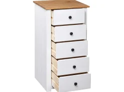 Aparador de madera maciza pino estilo Panamá blanco 46x40x89 cm ES95664