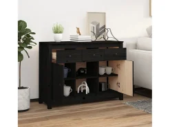 Aparador de madera maciza de pino negro 100x35x74,5 cm ES96980