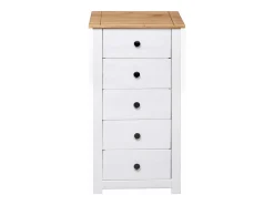 Aparador de madera maciza pino estilo Panamá blanco 46x40x89 cm