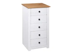 Aparador de madera maciza pino estilo Panamá blanco 46x40x89 cm