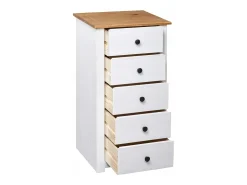 Aparador de madera maciza pino estilo Panamá blanco 46x40x89 cm
