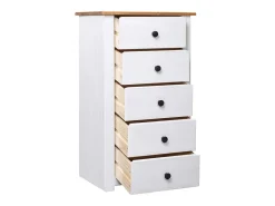 Aparador de madera maciza pino estilo Panamá blanco 46x40x89 cm
