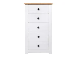 Aparador de madera maciza pino estilo Panamá blanco 46x40x89 cm