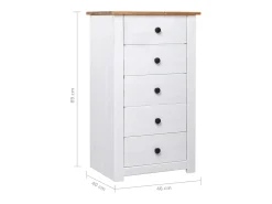 Aparador de madera maciza pino estilo Panamá blanco 46x40x89 cm
