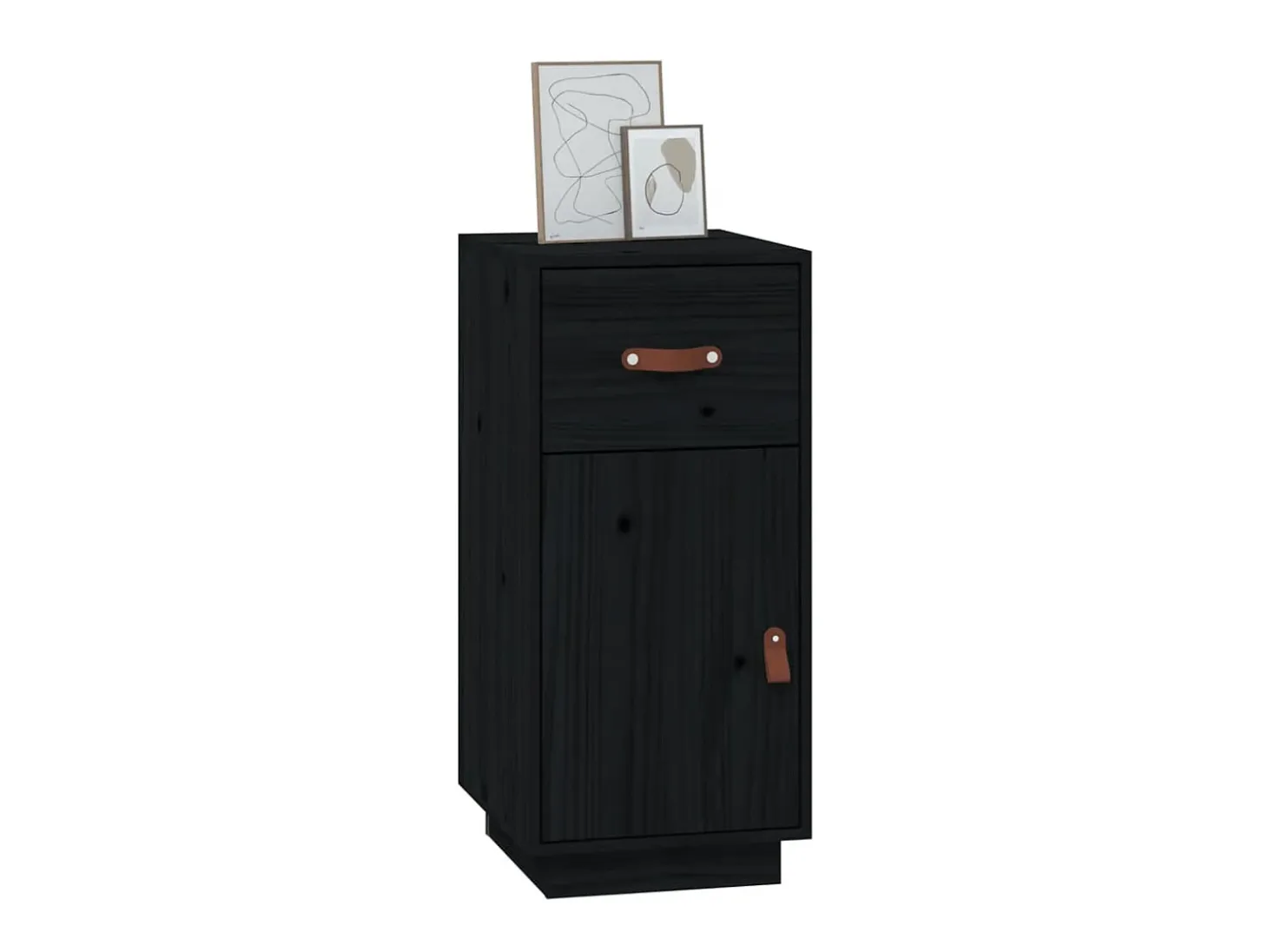 Aparador de madera maciza de pino negro 34x40x75 cm ES29880