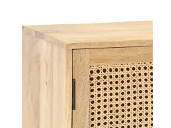 Aparador de madera maciza mango y caña natural 80x30x73 cm