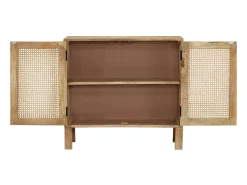 Aparador de madera maciza mango y caña natural 80x30x73 cm